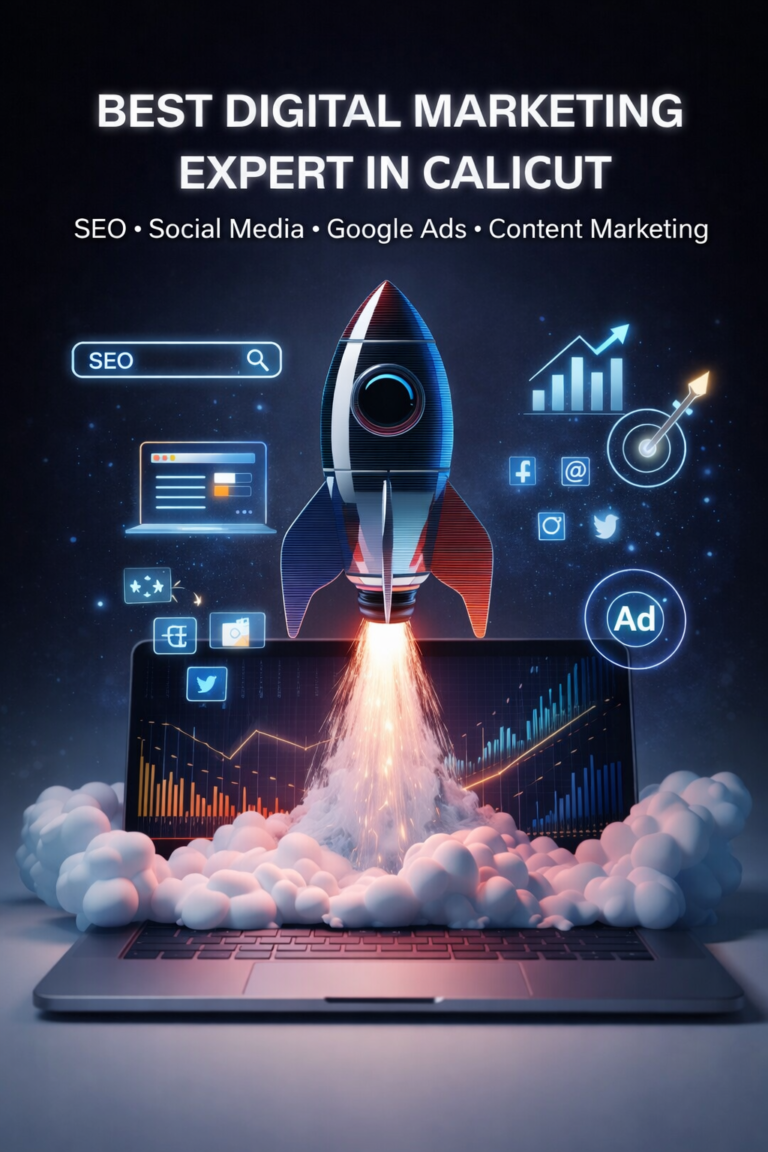 est digital marketing expert in Calicut digital growth rocket concept.